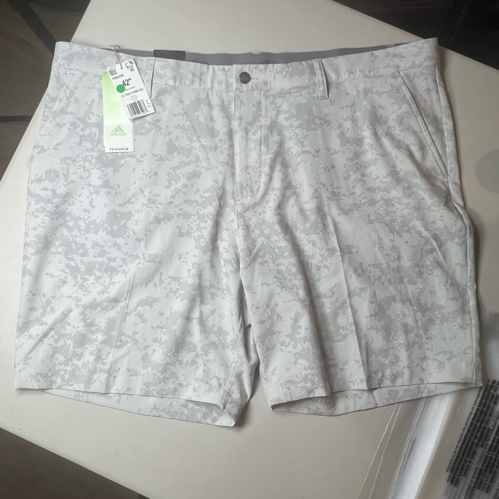 NWT Adidas 42W Ultimate 365 Camo Stretch Band PRIMEGREEN 8.5” Inseam Shorts